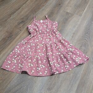 Heart and Arrow Kids Pink Daisy Floral Tiered Spaghetti Strap Dress Size 6
